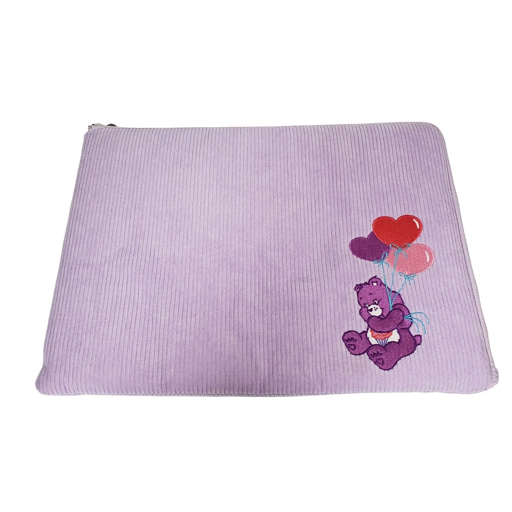 Care‎ Bears Share Bear Lavender Corduroy Laptop Sleeve Padded Case Heart Zipper